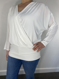 Overslag top met brede elastische boord ecru