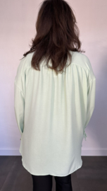 Blouse Tamara met ruche en strik +SIZE licht groen