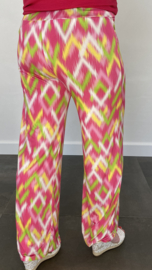 Broek met wijde pijp zigzag fuchsia SALE