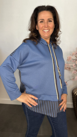 Sweater met capuchon /streep Jeans blauw