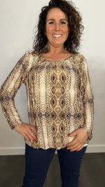Ballon shirt met elastiek Python camel/oranje