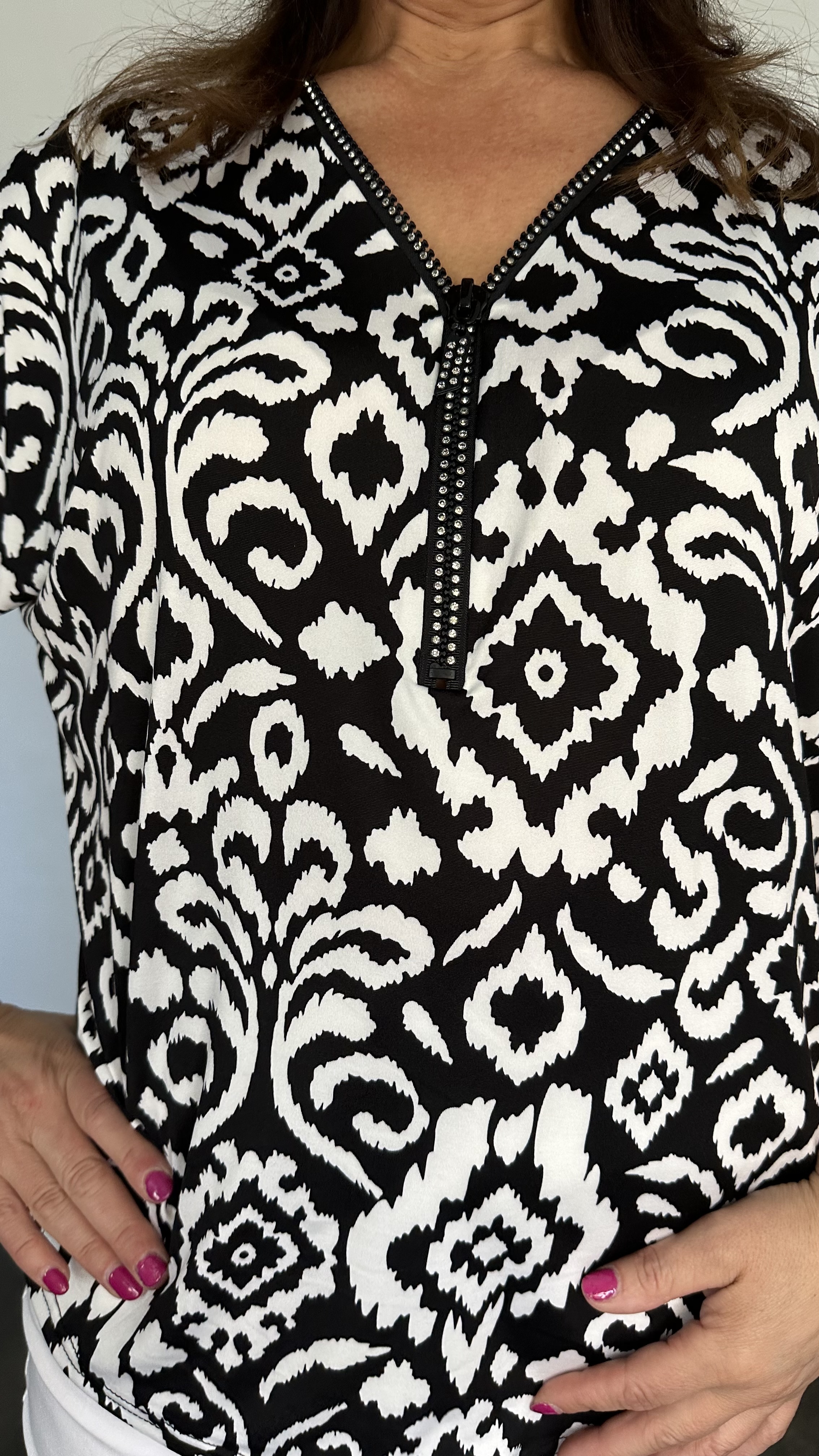 Shirt Zipp versailles zwart/ecru