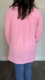 Crepe blouse Leonie met ruche Pink