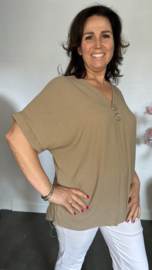 Shirt Kiki met knopen Taupe