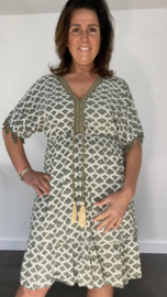 Korte jurk Lola met elastiek army
