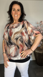 Blouse met boord Marble zwart