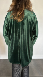 Velvet top met glitter zipp groen SALE