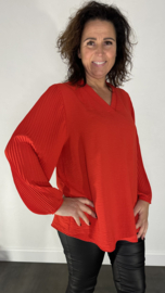 Blouse Tina met plissé pofmouw rood