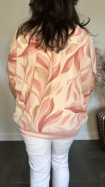 Blouse met boord Leaves roze