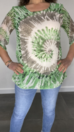 Voile blouse batik groen SALE