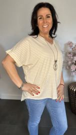 T-Shirt gestreept met ketting Zand