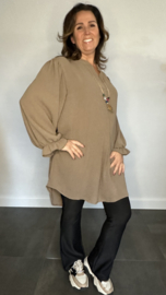 Tuniek Maya lange mouw +SIZE taupe