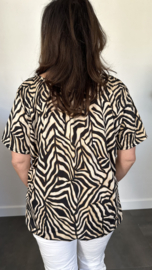 Ballon shirt met elastiek jungle zebra zwart (+size)