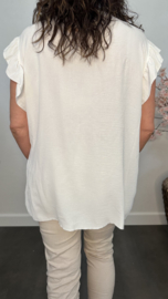 Shirt Britt met knopen en ruche Ecru