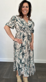 Jurk Liona groen/zand