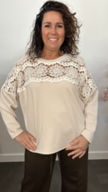 Sweater met kant en pailletten Zand