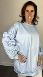 Sweater met strikken op de mouw +SIZE  ijsblauw