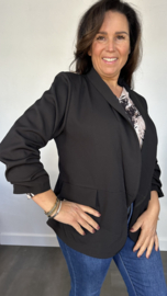 Blazer Marjan met gesmokte mouw zwart