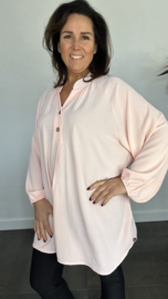Tuniek met knoopjes crepe +SIZE roze