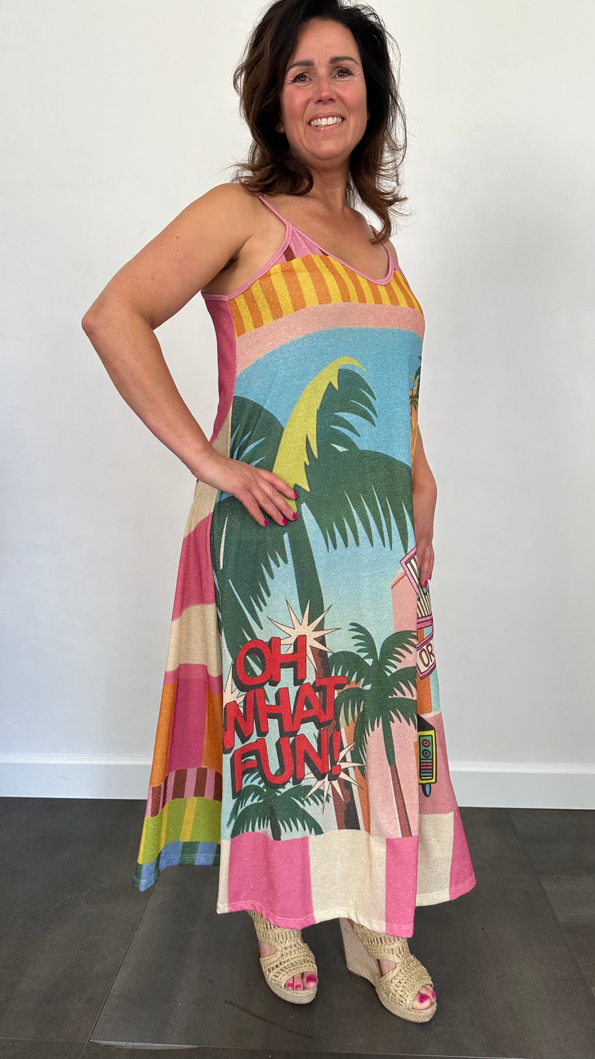 Jurk Emilia palm spring pink