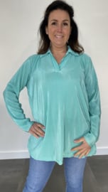 Plissé blouse met kraagje mint