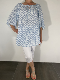 Blouse Bohemian pinka l.blauw SALE