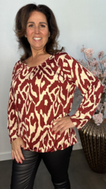 Ballon shirt met elastiek fantasy animal bordeaux
