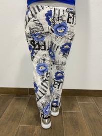 Joggingbroek bloem text blauw