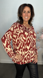 Ballon shirt met elastiek fantasy animal bordeaux