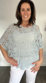 Gehaakte kanten top Valerie 2-delig jeans blauw