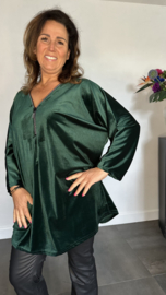 Velvet top met glitter zipp groen SALE