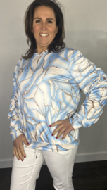 Soft shirt met gesmokte mouwen Brenda ijsblauw
