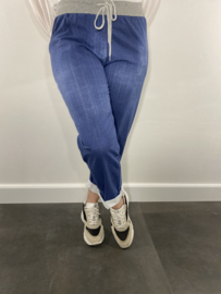 Joggingbroek denim blauw +size