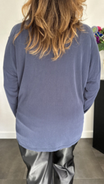 Ribbel shirt met knopen marine