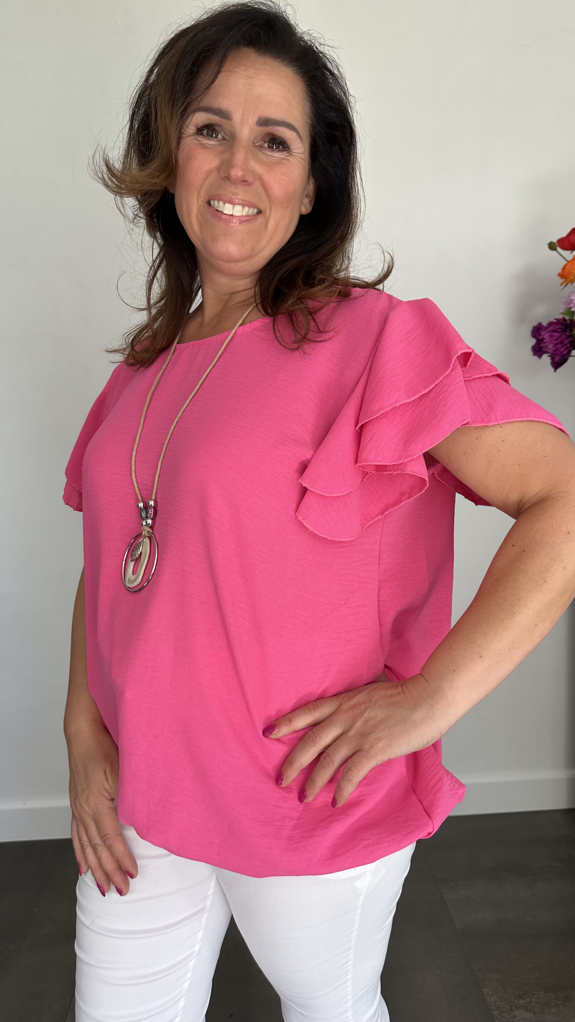 Shirt Celine met ketting fuchsia +SIZE