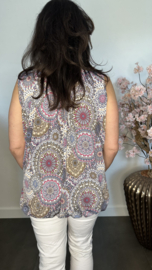 Ballon top Mandala blauw/wit/roze