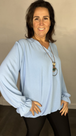 Top Maya crepe +SIZE ijs blauw