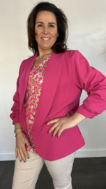 Blazer Marjan met gesmokte mouw fuchsia