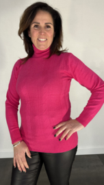 Gebreide coltrui met kabel fuchsia SALE