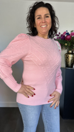Fijn gebreide trui Julia met pofmouw Pink