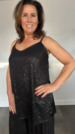 Top Noèlle met pailletten zwart/ zwart +Size SALE