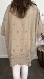 Broderie shirt Fiona taupe