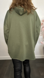 Sweater met capuchon/ glitter hart Army