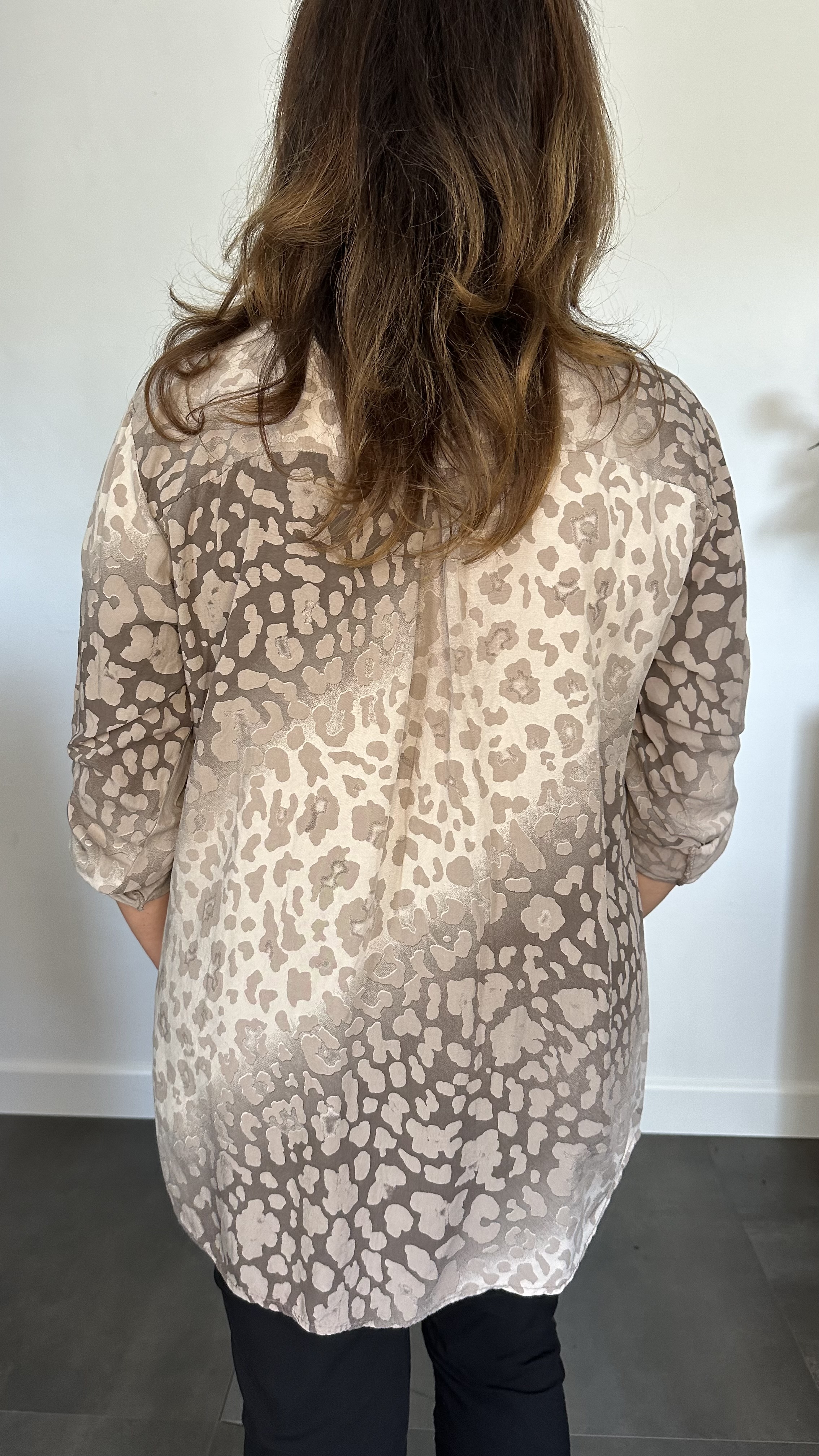 Blouse panter bling taupe