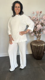 2-Delig comfy pak ribbel Roomwit SALE