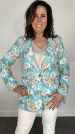 Blazer gebloemd turquoise