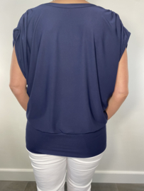 Overslag top met elastische boord korte mouw marine