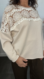 Sweater met kant en pailletten Zand