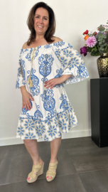 Jurk Bianca lily/flower kobalt +SIZE