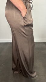 Satijnen broek Elody donker  taupe